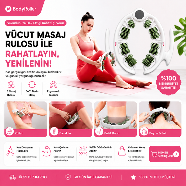 ° Sıkılaştırıcı Selülit Karşıtı Masaj Aleti- Bacak Kol Karın Masaj Cihazı- Kas Gevşetici