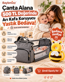 Baybmizz™ Yataklı Anne-Bebek Çantası + Arı Kafa Koruyucu Yastık | Kampanya Paketi